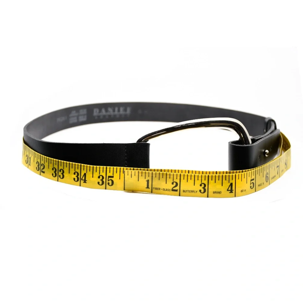 DANIER Black Leather Belt with Buckle Size M - Picture 8 of 8